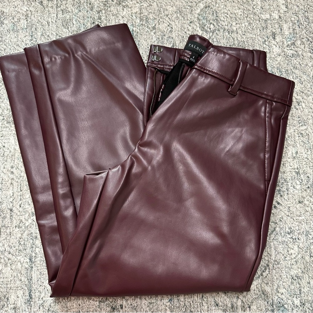 Talbots FAUX LEATHER STRAIGHT ANKLE PANTS Size 4 - Picture 7 of 7
